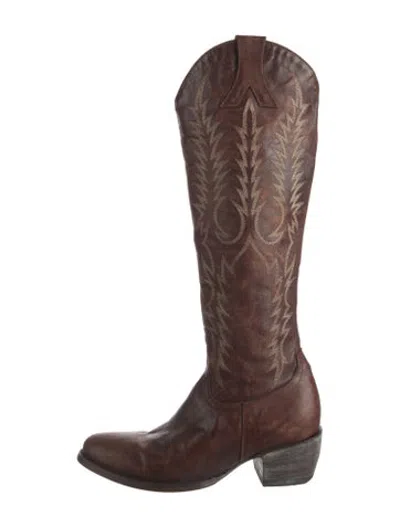 Pre-owned Old Gringo Leather Patterned Western Boots In Brown