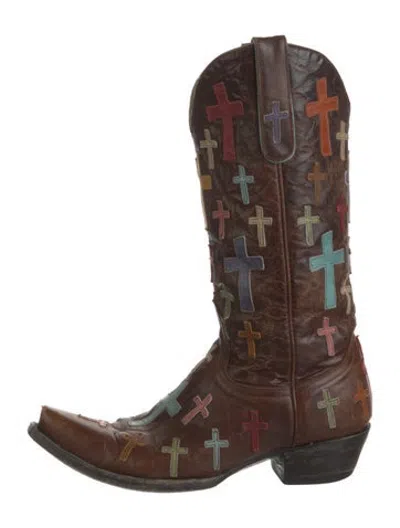 Pre-owned Old Gringo Leather Patterned Western Boots In Brown