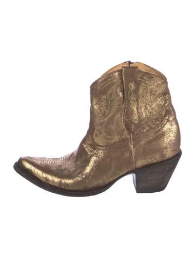 Pre-owned Old Gringo Leather Patterned Western Boots In Gold