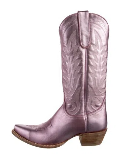Pre-owned Old Gringo Leather Patterned Western Boots In Metallic/pink