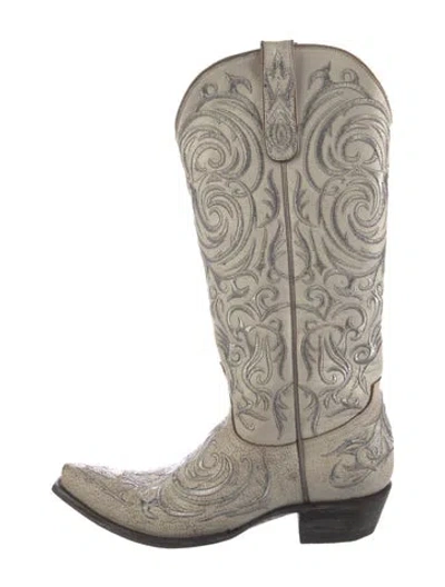 Pre-owned Old Gringo Leather Patterned Western Boots In Neutral