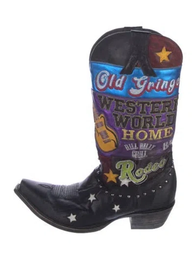 Pre-owned Old Gringo Leather Patterned Western Boots In Purple