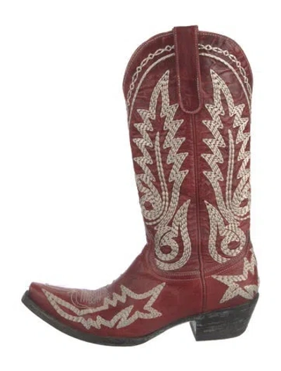 Pre-owned Old Gringo Leather Patterned Western Boots In Red