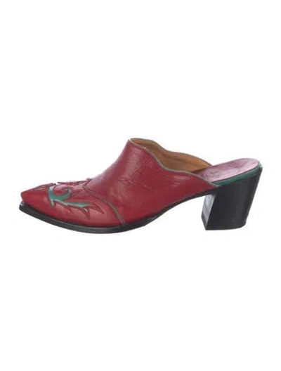 Pre-owned Old Gringo Leather Printed Mules In Red