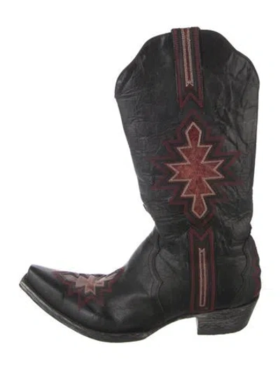 Pre-owned Old Gringo Leather Printed Western Boots In Black