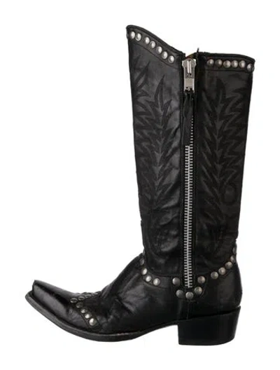Pre-owned Old Gringo Leather Printed Western Boots In Black