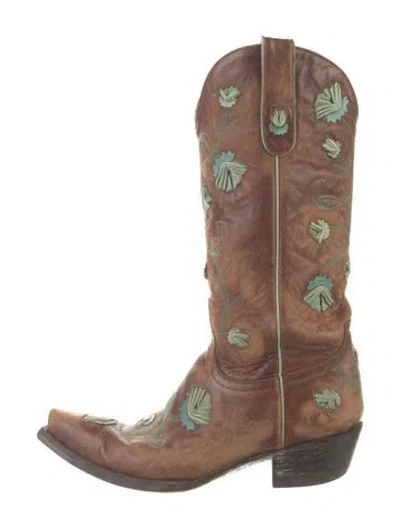 Pre-owned Old Gringo Leather Printed Western Boots In Brown