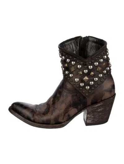 Pre-owned Old Gringo Leather Printed Western Boots In Brown