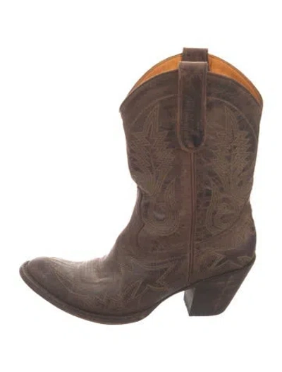 Pre-owned Old Gringo Leather Printed Western Boots In Brown