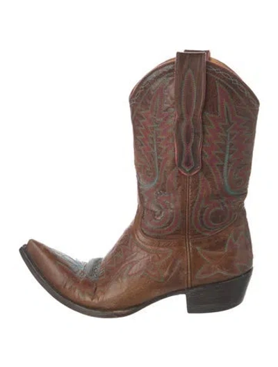 Pre-owned Old Gringo Leather Printed Western Boots In Brown
