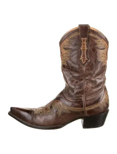 Pre-owned Old Gringo Leather Printed Western Boots In Brown