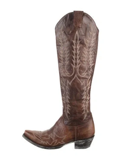Pre-owned Old Gringo Leather Printed Western Boots In Brown
