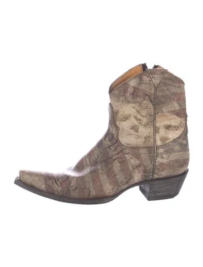 Pre-owned Old Gringo Leather Printed Western Boots In Neutral