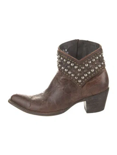 Pre-owned Old Gringo Leather Studded Accents Boots In Brown