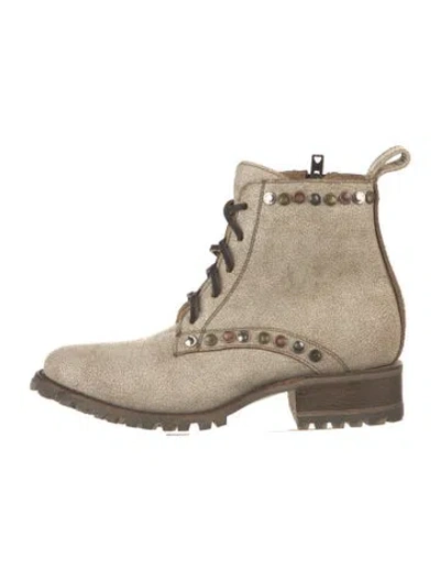 Pre-owned Old Gringo Leather Studded Accents Combat Boots In Neutral