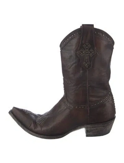 Pre-owned Old Gringo Leather Studded Accents Western Boots In Brown