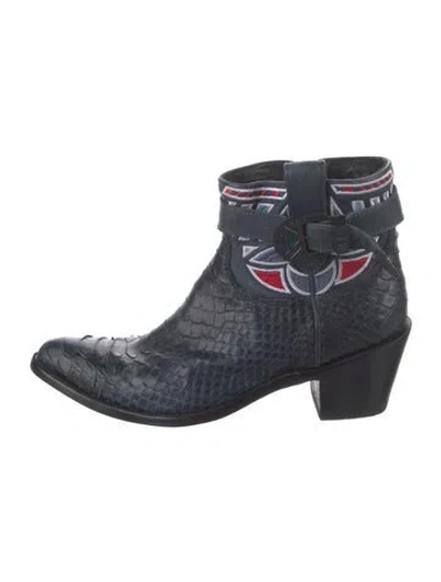 Pre-owned Old Gringo Snakeskin Animal Print Western Boots In Blue