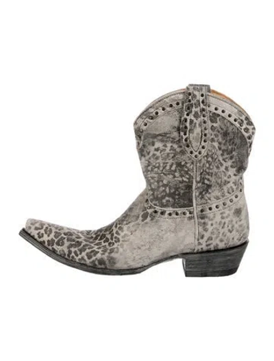 Pre-owned Old Gringo Suede Animal Print Western Boots In Neutral