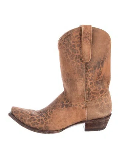 Pre-owned Old Gringo Suede Animal Print Western Boots In Neutrals