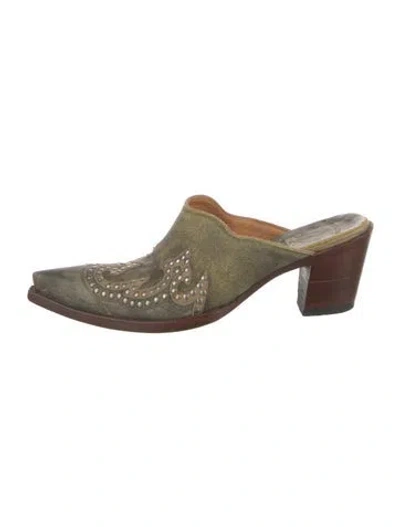 Pre-owned Old Gringo Suede Mules In Green