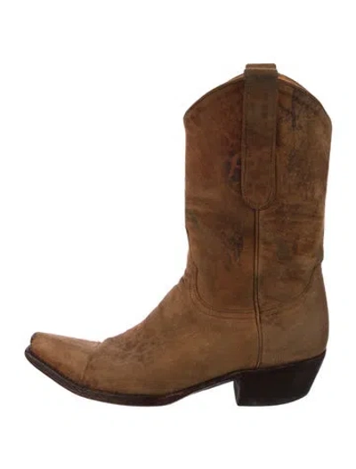 Pre-owned Old Gringo Suede Plaid Print Western Boots In Brown