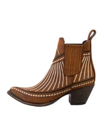 Pre-owned Old Gringo Suede Printed Chelsea Boots In Brown