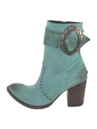 Pre-owned Old Gringo Suede Western Boots In Blue/green