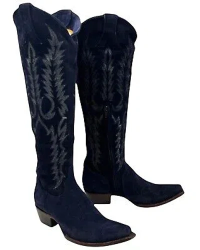 Pre-owned Old Gringo Women's Mayra Tall Western Boot - Snip Toe Navy 7 1/2 M In Blue