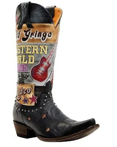 Pre-owned Old Gringo Women's Paradise Vesuvio Embroidered Tall Western Boot Snip Toe - L In Blue/silver