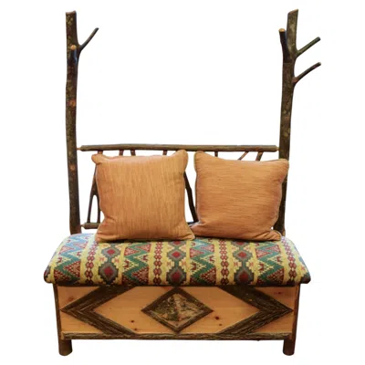Pre-owned Old Hickory Furniture Company Rustic Old Hickory Deacon's Cushioned Bench In Brown
