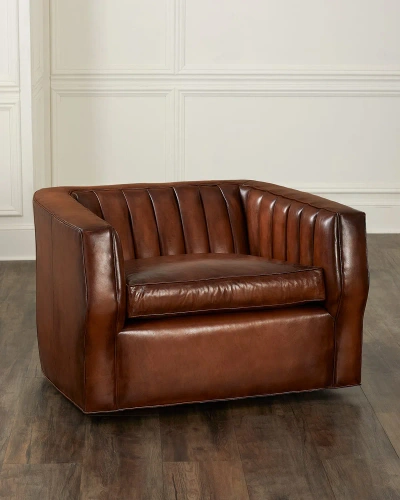 Old Hickory Tannery Bertram Leather Swivel Chair In Brown