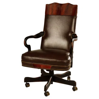 Pre-owned Old Hickory Tannery Custom Leather Office Chair In Black