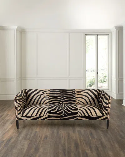 Old Hickory Tannery Julien Zebra-painted Hair On Hide Sofa, 85" In Neutral