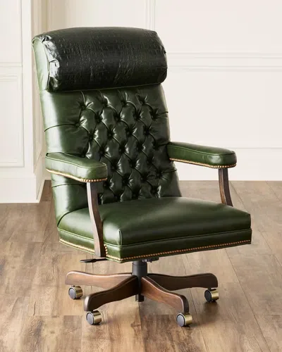 Old Hickory Tannery Landon Leather Office Chair In Green