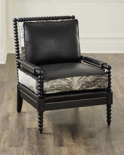 Old Hickory Tannery Percie Leather & Hair On Hide Spindle Chair