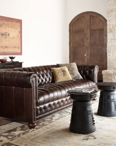 Old Hickory Tannery Royal Leather Chesterfield Sofa 93"