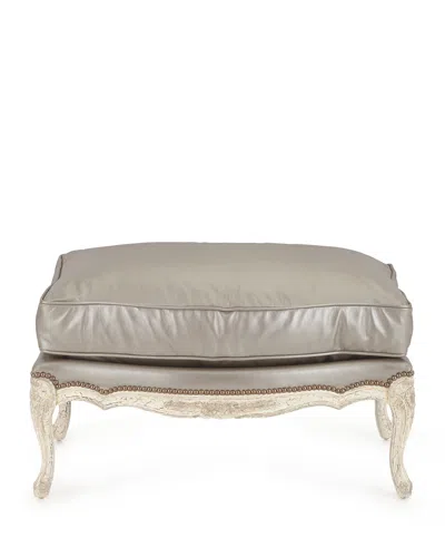 Old Hickory Tannery Silver Leather Bergere Ottoman