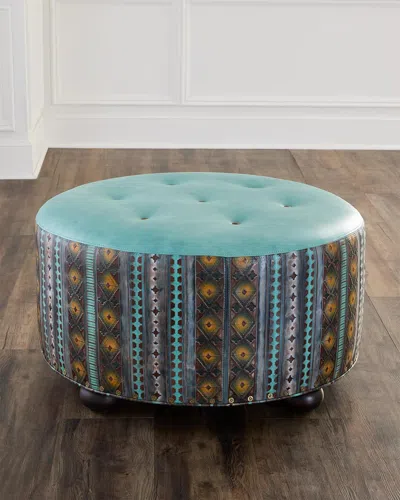 Old Hickory Tannery Stevie Ottoman In Blue