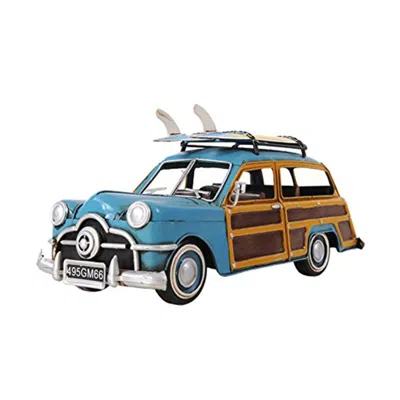 Old Modern Handicrafts 1949 Green Ford Wagon Car With Two Surfboards Model Airplane