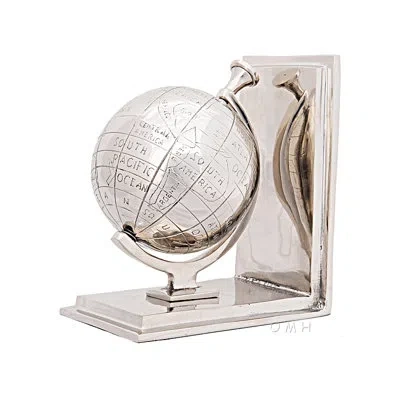 Old Modern Handicrafts Aluminum Globe Bookends In Silver