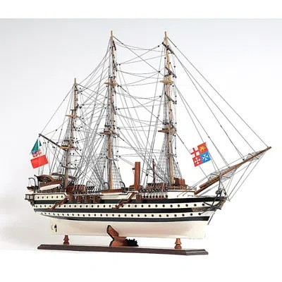 Old Modern Handicrafts Amerigo Vespucci Painted Model Ship In White