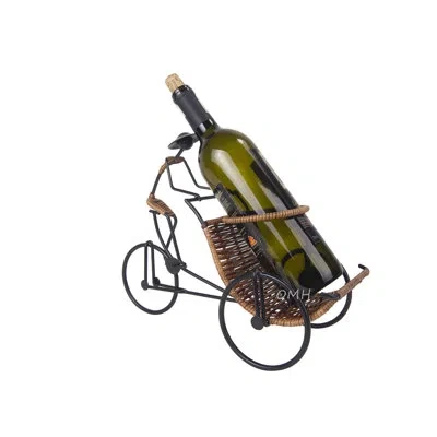 Old Modern Handicrafts Asian Style Rickshaw Cyclist Wine Holder In Green