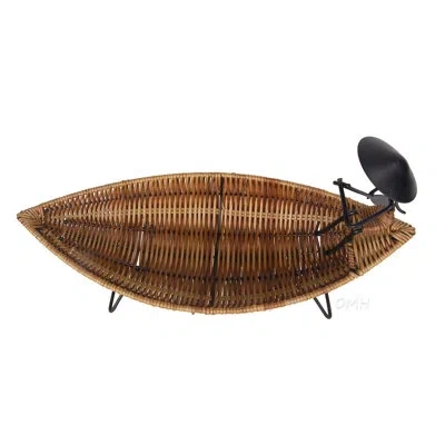 Old Modern Handicrafts Asian Style Tranquility Boat Basket In Brown