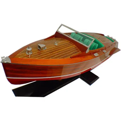 Old Modern Handicrafts Chris Craft Runabout Painted Model Boat In Brown