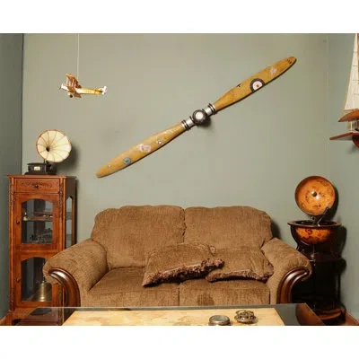 Old Modern Handicrafts Decorative Airplane Propeller In Brown