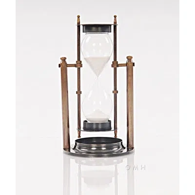 Old Modern Handicrafts Decorative Brass Revolving Sandtimer In Brown