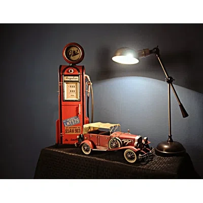 Old Modern Handicrafts Decorative Gas Pump With Clock 1:4 In Red