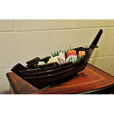 Old Modern Handicrafts Dhow Boat Sushi Tray In Brown