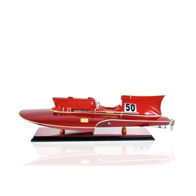 Old Modern Handicrafts Ferrari Hydroplane Painted L60 Car Model - Red - 23.5 X 9 X 6.5 In.