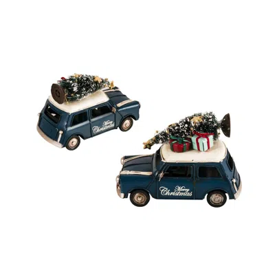 Old Modern Handicrafts Handmade 1960s Mini Cooper Christmas Car Model - Set Of 2